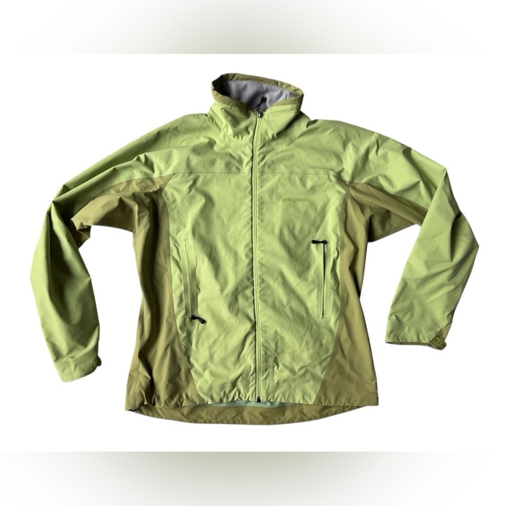 PATAGONIA FIGURE 4 LIME GREEN WINDBREAKER JACKET WOMENS LARGE